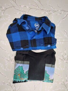 Minecraft & Wonder Nation Flannel Long Sleeve Shirt